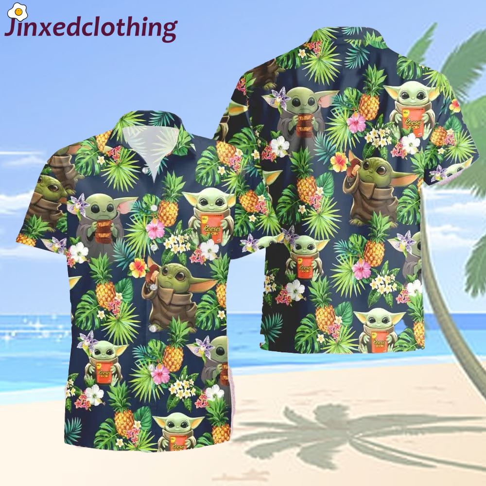 Reeses Baby Yoda Tropical Flowery Hawaiian Shirt And Shorts Gift Hawaiian Tropical Beach 